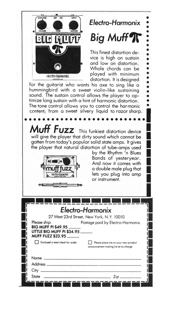 EHX FLASHBACK: 1976 Big Muff Pi and Muff Fuzz